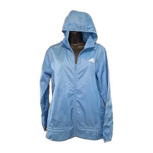 Adidas Aeroready Wind Breaker Wind Dry Jacket Women M Full Zip Packable Blue